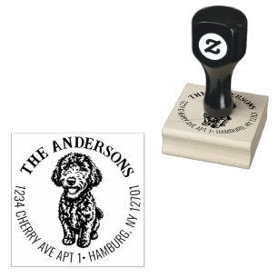 Doodle Dog Family Return Address Rubber Stamp
