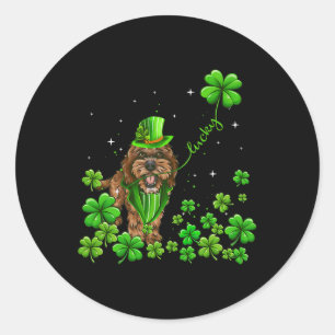 Doodle Dog Irish Green Shamrock Clover St Patricks Classic Round Sticker