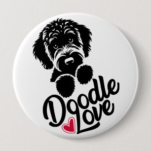 Doodle Dog Love 10 Cm Round Badge