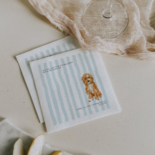 Doodle Dog   Personalised Pet Illustration Wedding Napkin