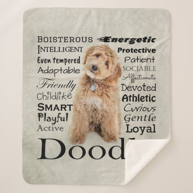 Doodle Dog Traits Sherpa Blanket (Front)