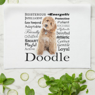 Doodle Dog Traits Tea Towel