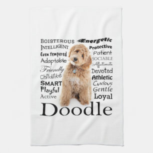 Doodle Dog Traits Tea Towel