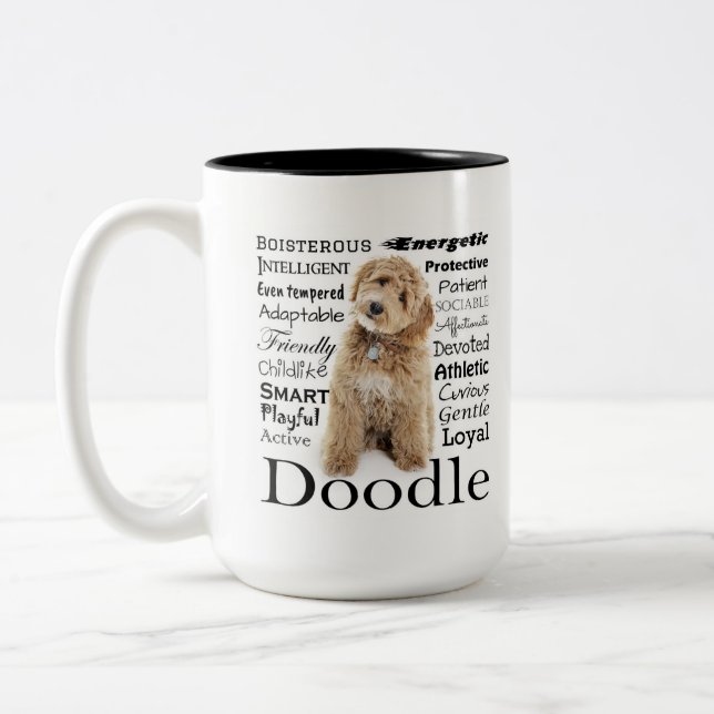 Doodle Dog Two-Tone Coffee Mug (Left)