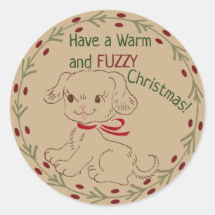 Doodle Dog Warm and Fuzzy Christmas Classic Round Sticker