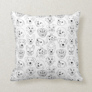 Doodle Dogs All Over Print Line Drawing Cushion