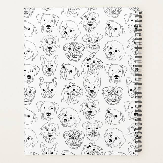 Doodle Dogs All Over Print Line Drawing Planner (Back)