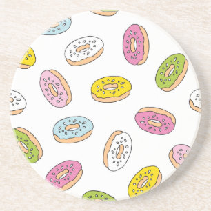 Doodle doughnuts pattern, seamless design. coaster