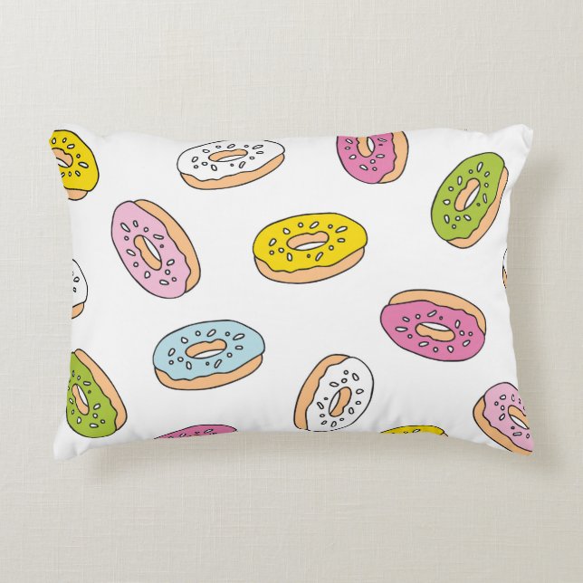 Doodle doughnuts pattern, seamless design. decorative cushion (Front)