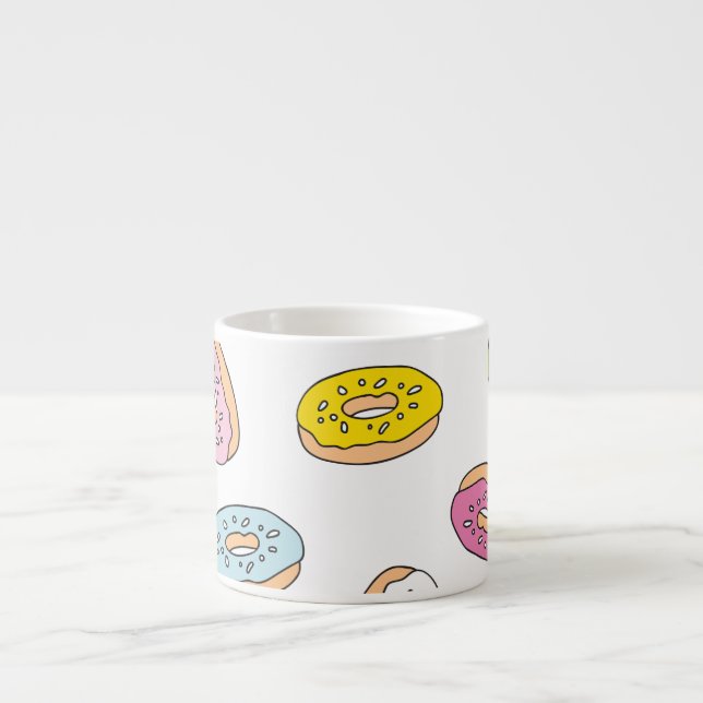 Doodle doughnuts pattern, seamless design. espresso cup (Front)
