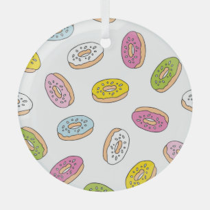 Doodle doughnuts pattern, seamless design. glass tree decoration