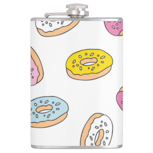 Doodle doughnuts pattern, seamless design. hip flask