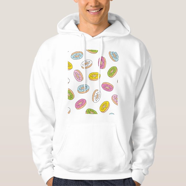 Doodle doughnuts pattern, seamless design. hoodie (Front)