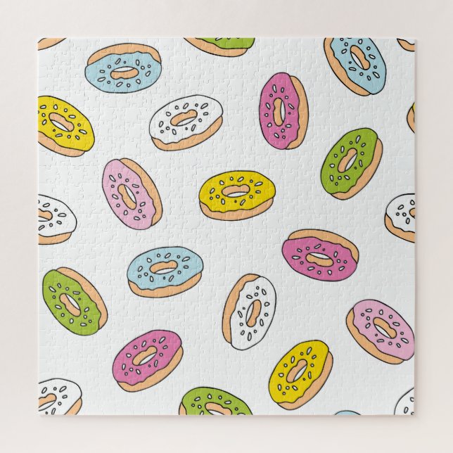 Doodle doughnuts pattern, seamless design. jigsaw puzzle (Vertical)