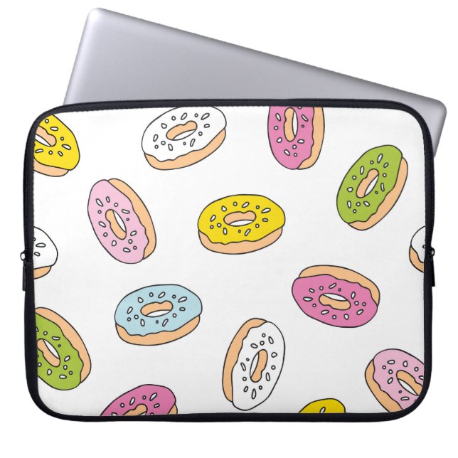 Doodle doughnuts pattern, seamless design. laptop sleeve (Front)