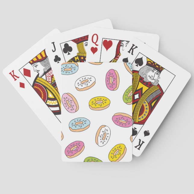Doodle doughnuts pattern, seamless design. playing cards (Back)