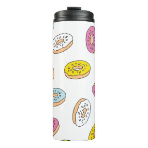 Doodle doughnuts pattern, seamless design. thermal tumbler