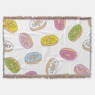 Doodle doughnuts pattern, seamless design. throw blanket