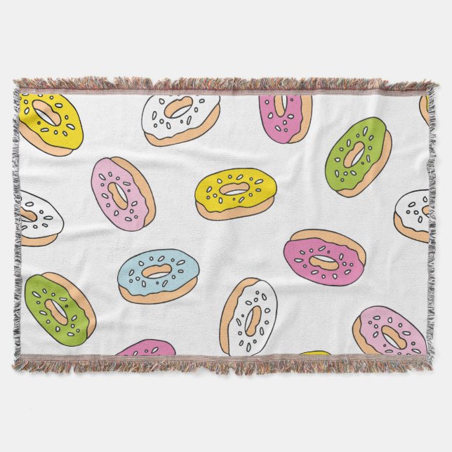Doodle doughnuts pattern, seamless design. throw blanket (Front)