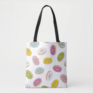 Doodle doughnuts pattern, seamless design. tote bag