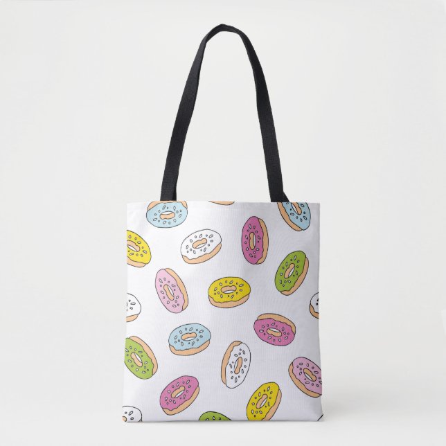 Doodle doughnuts pattern, seamless design. tote bag (Front)