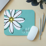 Doodle Drawn Daisy White Pink Monogram Cute Mouse Pad<br><div class="desc">This design was created though digital art. It may be personalised in the area provided or customising by choosing the click to customise further option and changing the name, initials or words. You may also change the text colour and style or delete the text for an image only design. Contact...</div>