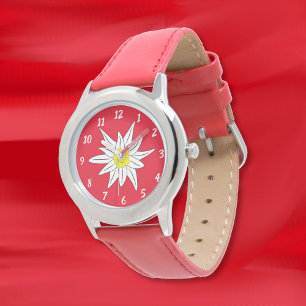Doodle Edelweiss flower kid red beginner watch