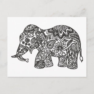 Doodle Elephant Postcard