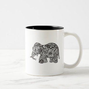 Doodle Elephant Two-Tone Coffee Mug