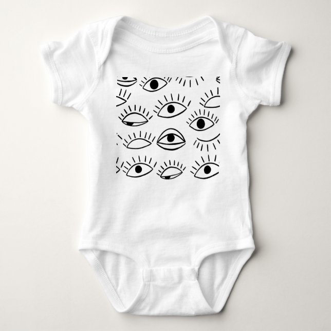 Doodle eye, creative seamless pattern. baby bodysuit (Front)