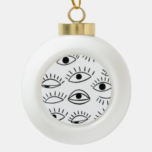 Doodle eye, creative seamless pattern. ceramic ball christmas ornament