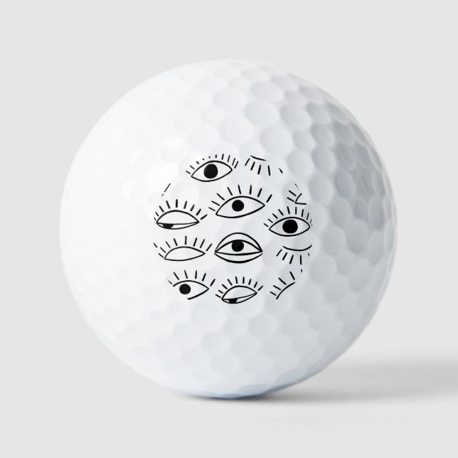 Doodle eye, creative seamless pattern. golf balls (Front)