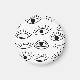 Doodle eye, creative seamless pattern. magnet
