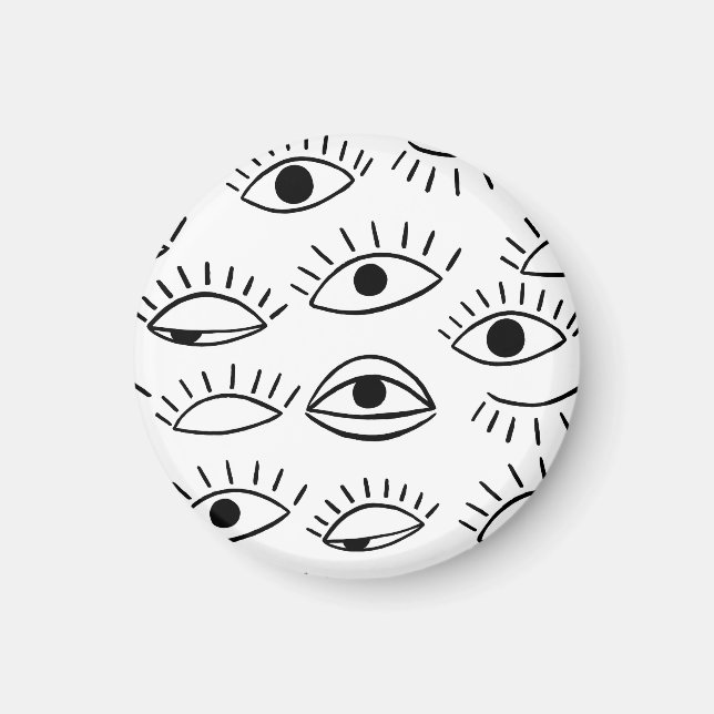 Doodle eye, creative seamless pattern. magnet (Front)