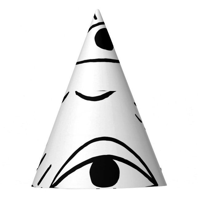 Doodle eye, creative seamless pattern. party hat (Front)