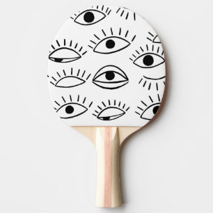 Doodle eye, creative seamless pattern. ping pong paddle