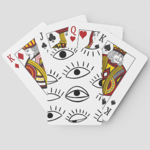 Doodle eye, creative seamless pattern. playing cards