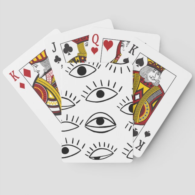Doodle eye, creative seamless pattern. playing cards (Back)