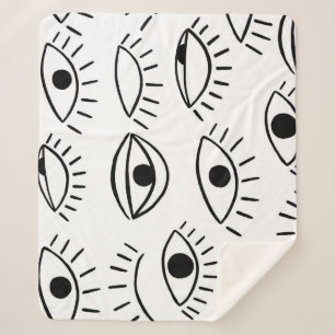 Doodle eye, creative seamless pattern. sherpa blanket