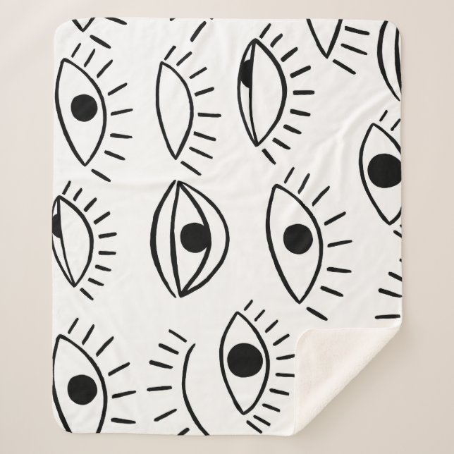 Doodle eye, creative seamless pattern. sherpa blanket (Front)
