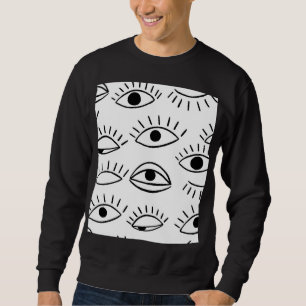 Doodle eye, creative seamless pattern. sweatshirt