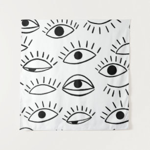 Doodle eye, creative seamless pattern. tapestry