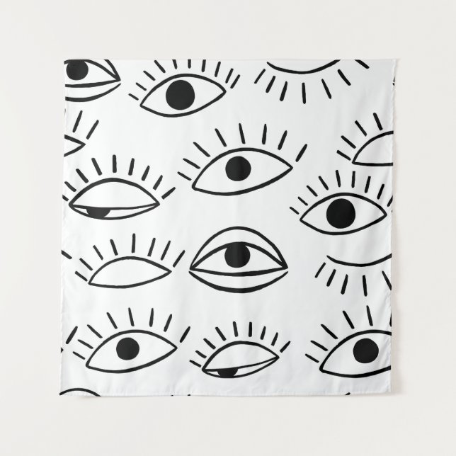 Doodle eye, creative seamless pattern. tapestry (Front)
