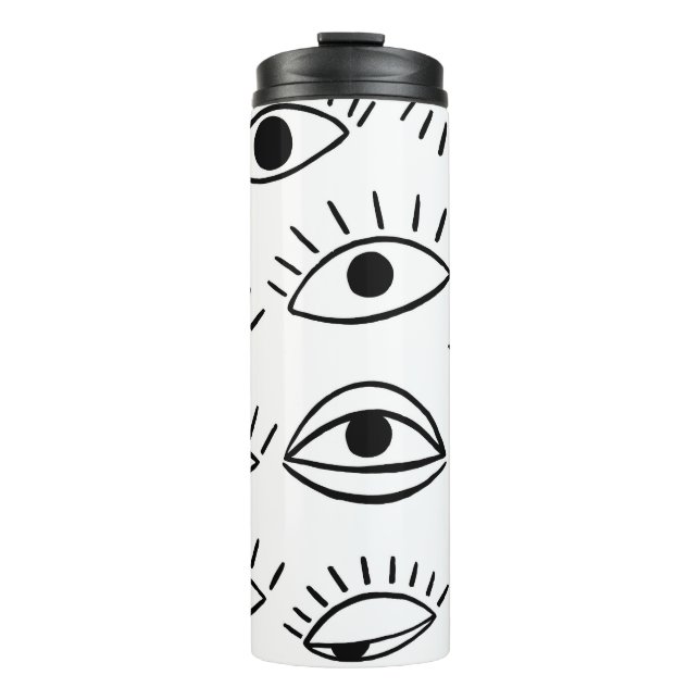 Doodle eye, creative seamless pattern. thermal tumbler (Front)