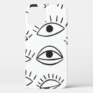 Doodle eye, seamless pattern. iPhone 12 case