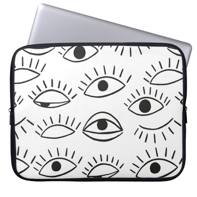 Doodle eye, seamless pattern.  laptop sleeve (Front)