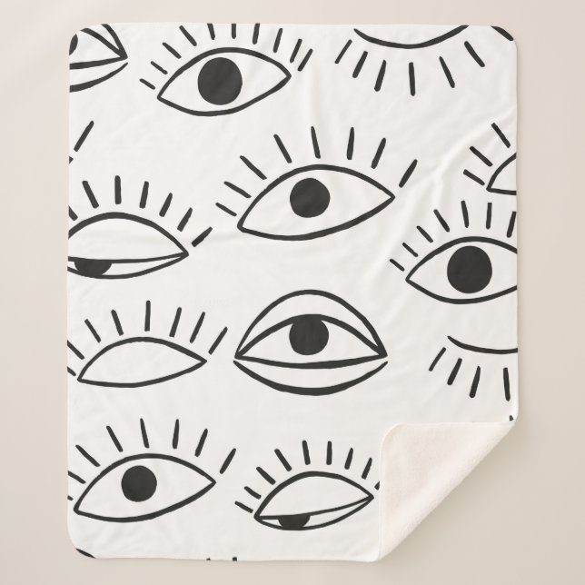 Doodle eye, seamless pattern.  sherpa blanket (Front)