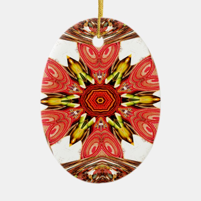 Doodle Floral Art Print Ceramic Tree Decoration (Front)