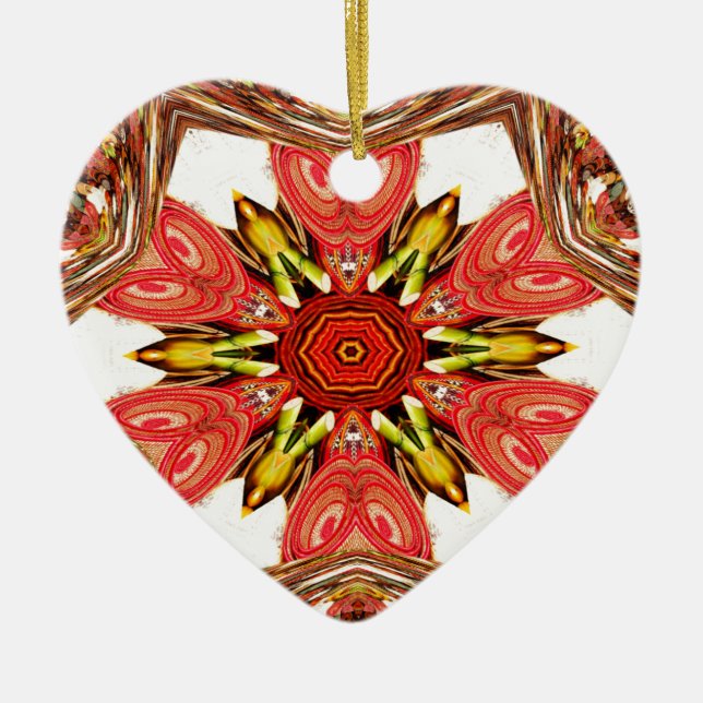 Doodle Floral Art Print Ceramic Tree Decoration (Front)