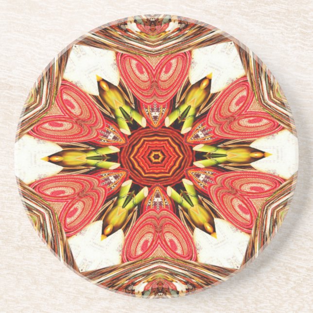 Doodle Floral Art Print Coaster (Front)